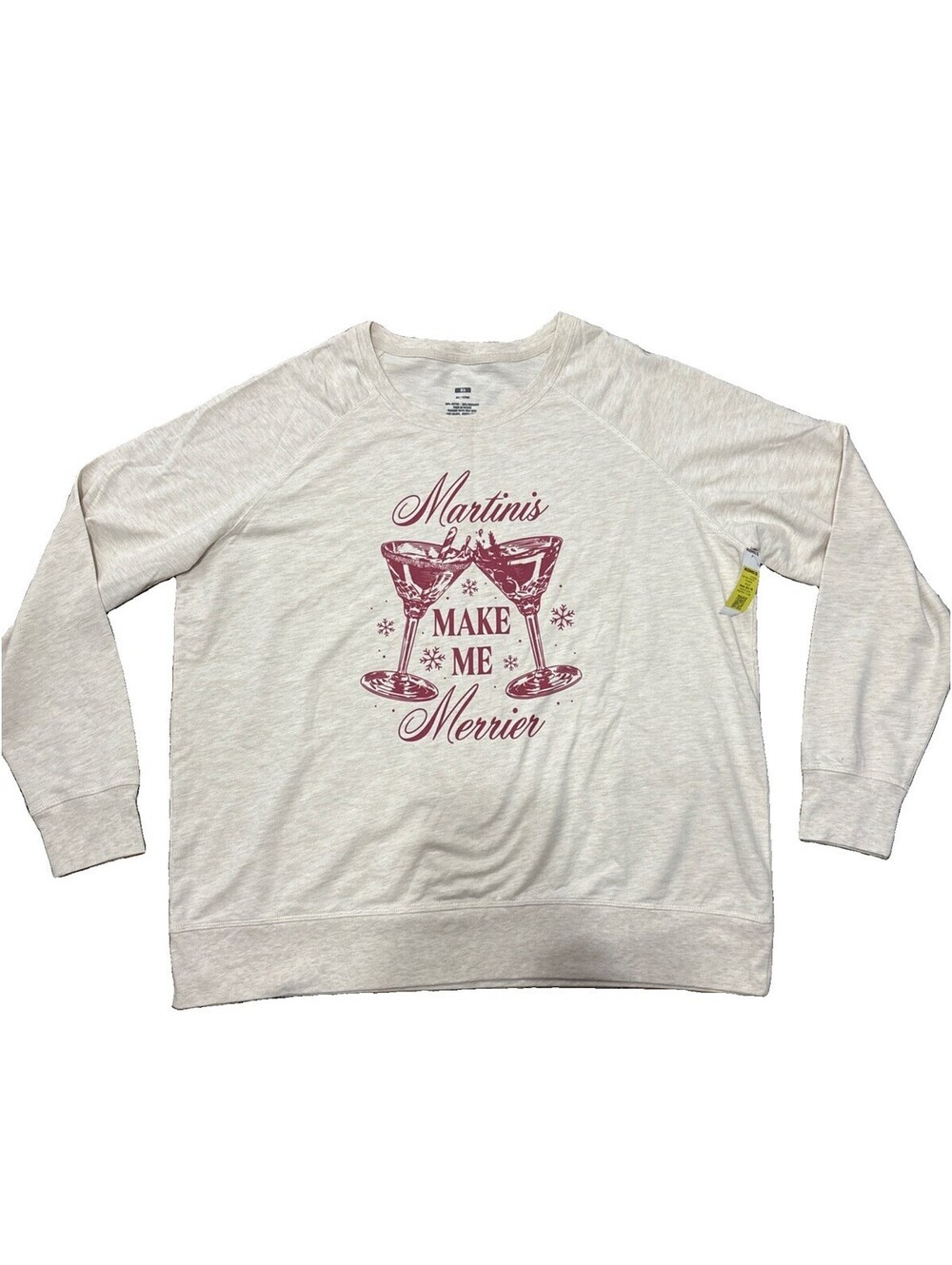 NWT Kohl’s Women’s Martinis Make Me Merrier French Terry Sweatshirt XL Christmas